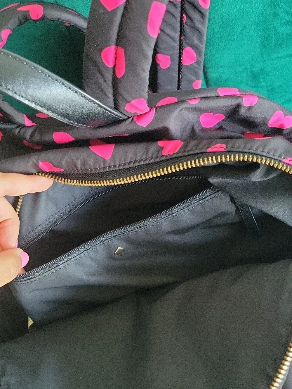 LIKE NEW kate spade Pink Heart Print Black Backpack